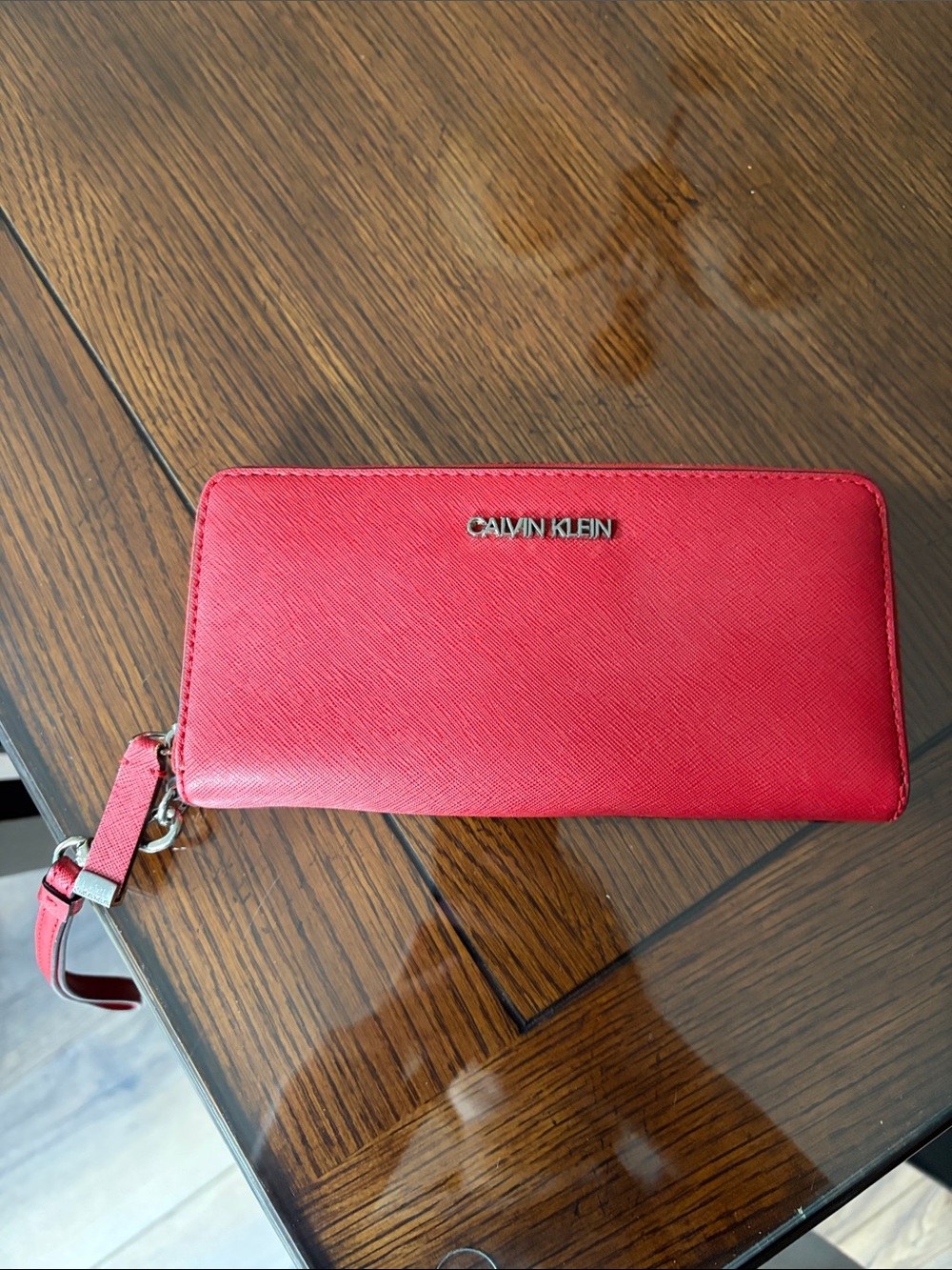 Calvin Klein Red Zip-Around Wristlet
